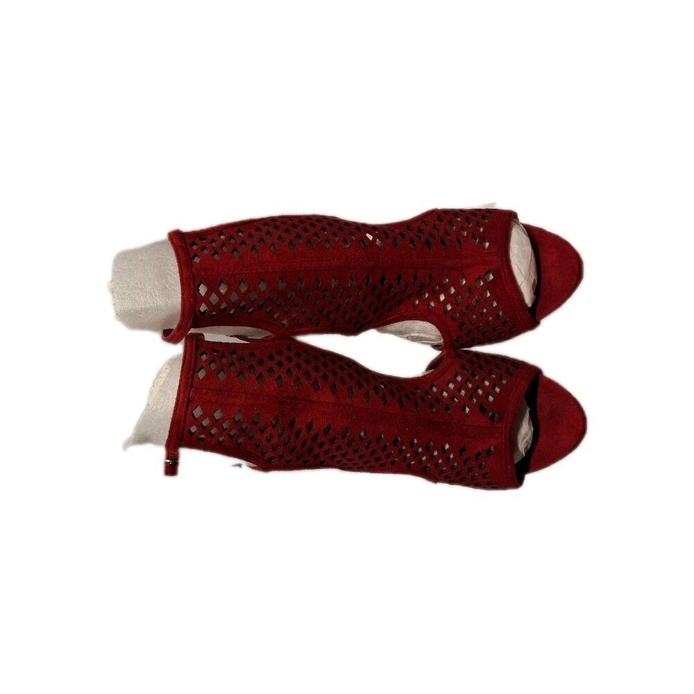 QUIPID RED MESH ANKLE STRAP open toe stilletto RED RED size 9.5